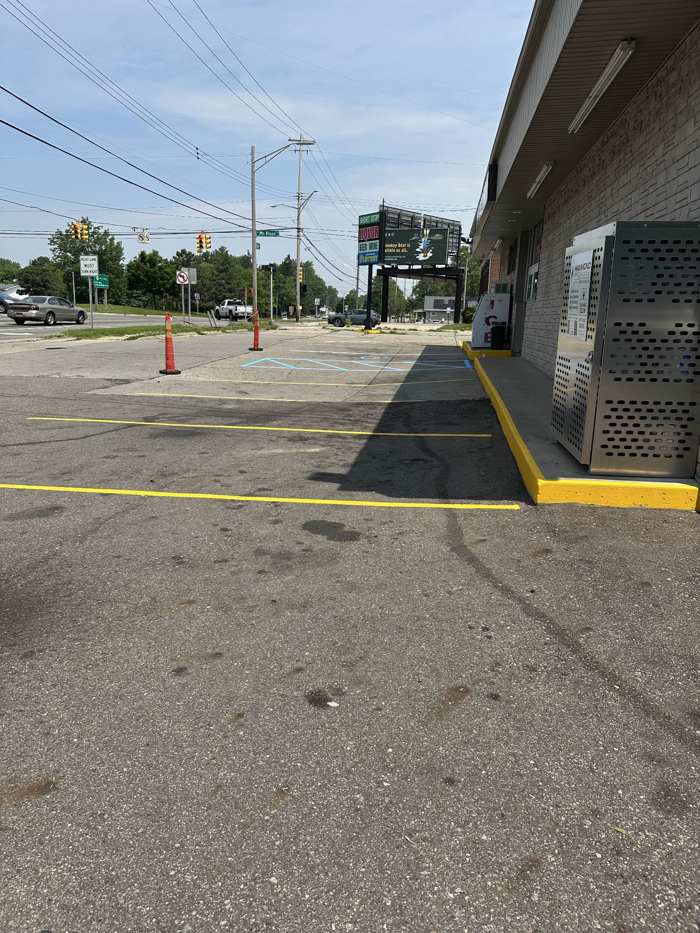 Commercial parking lot after striping