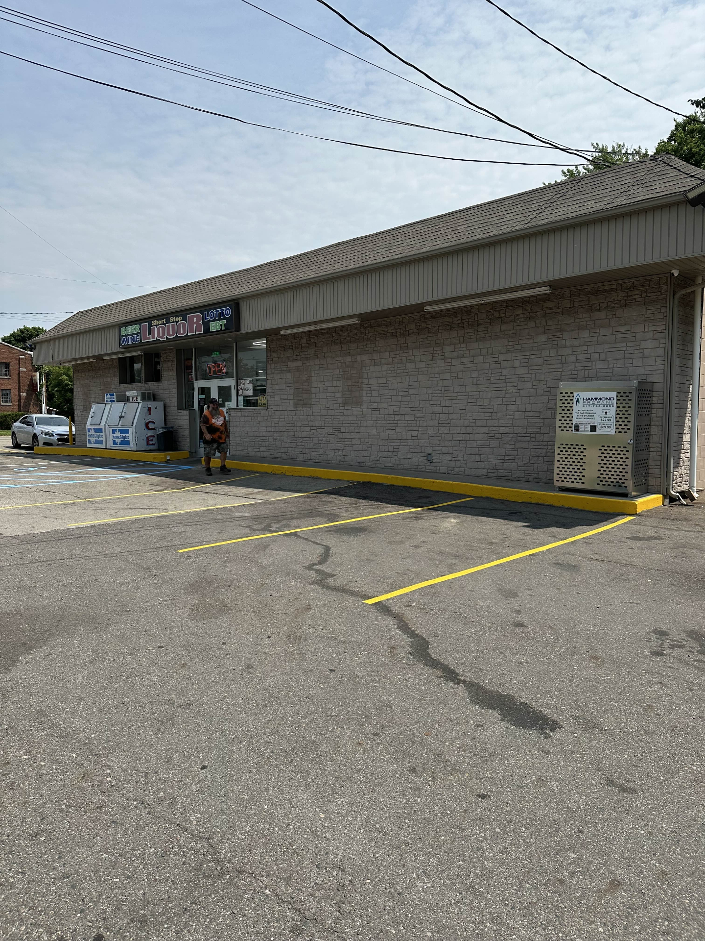 Storefront parking lot after striping