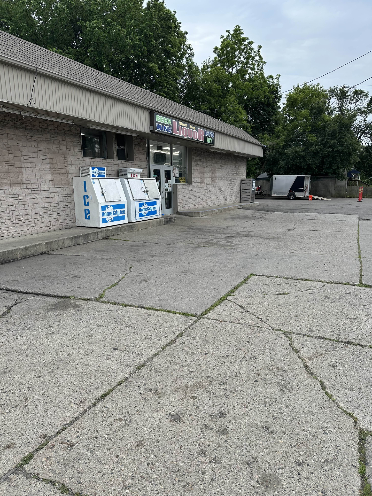 Parking lot before striping — faded and worn lines