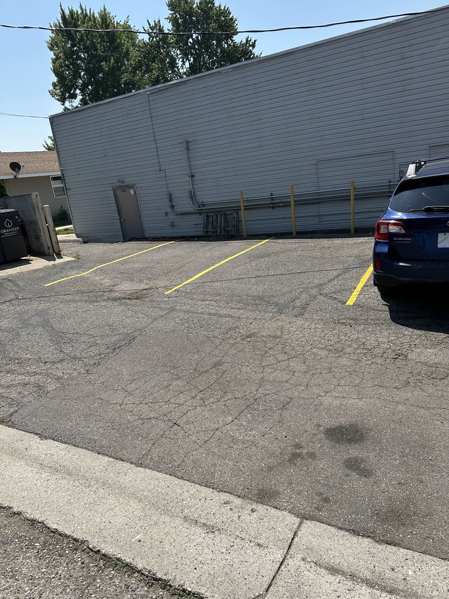 Wide shot of completed striping job